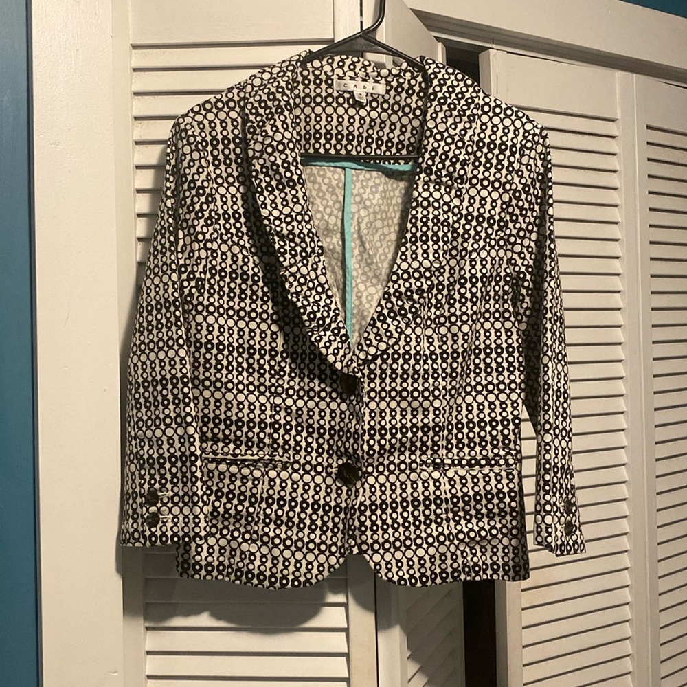 Cabi Black White Blazer Size 8